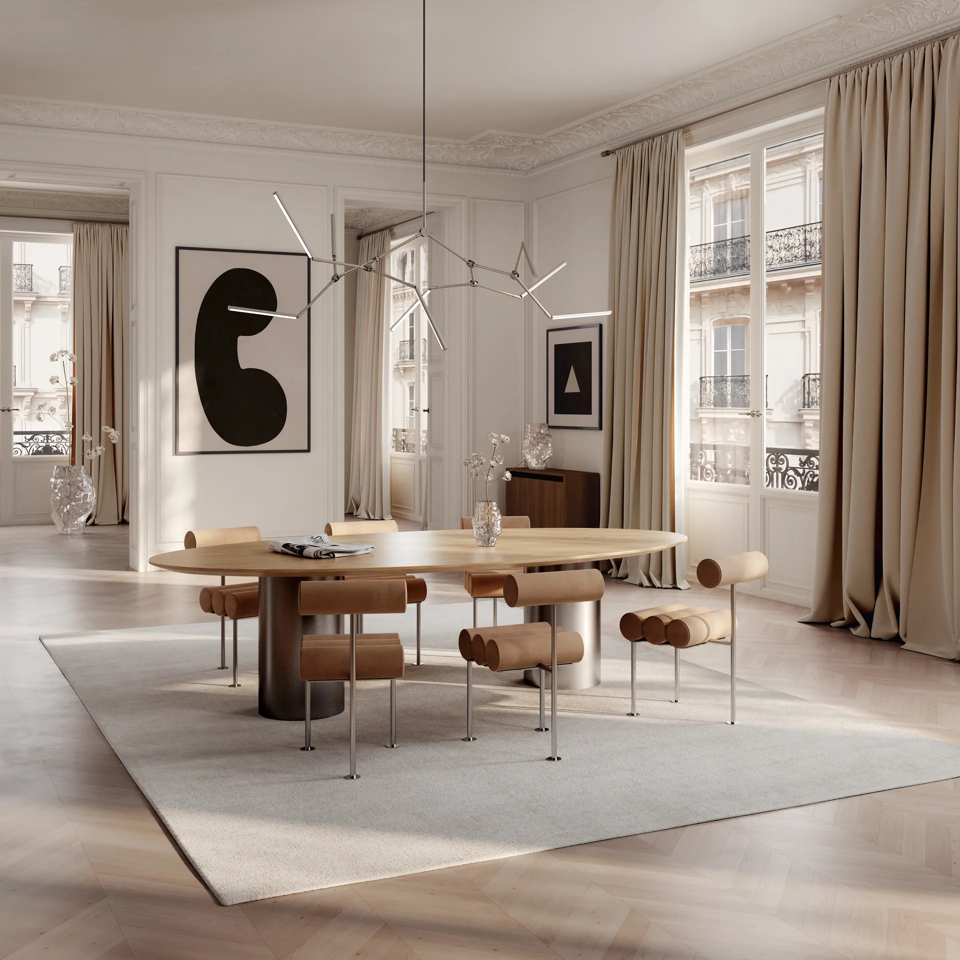 Hiro dining chair, Stainless steel-nubuck 101 Copenhagen