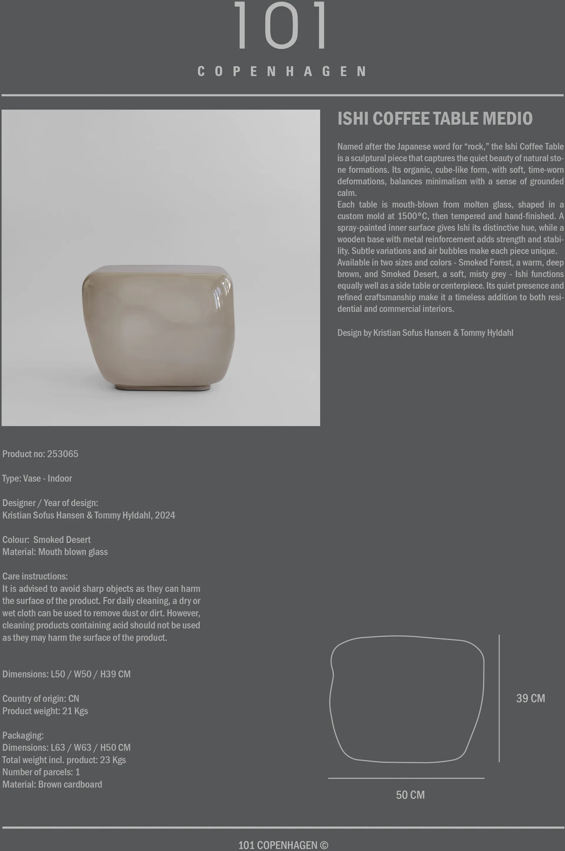 Ishi coffee table medium, Smoked desert 101 Copenhagen
