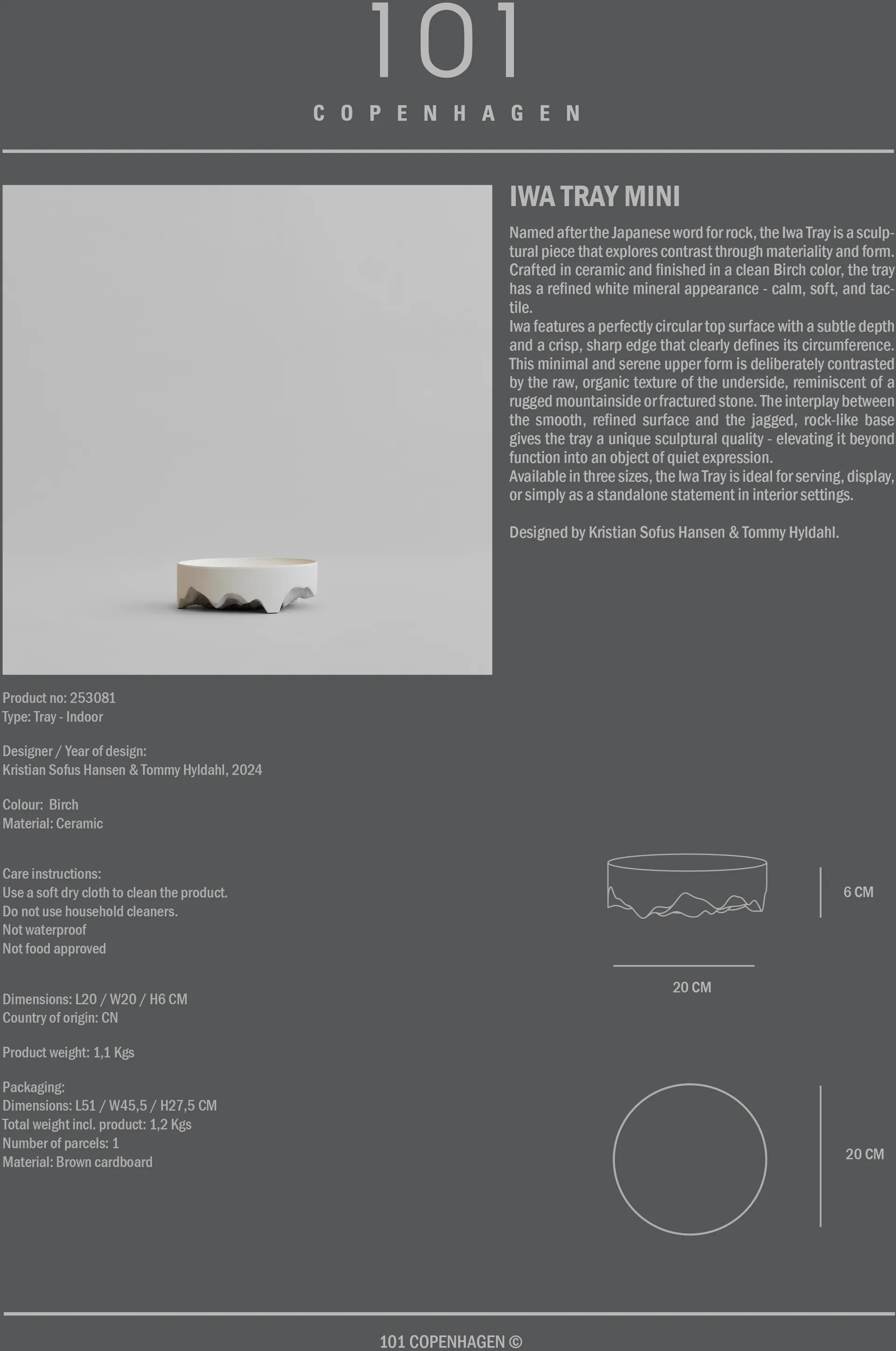 Iwa decorative tray, Birch, Ø20 101 Copenhagen