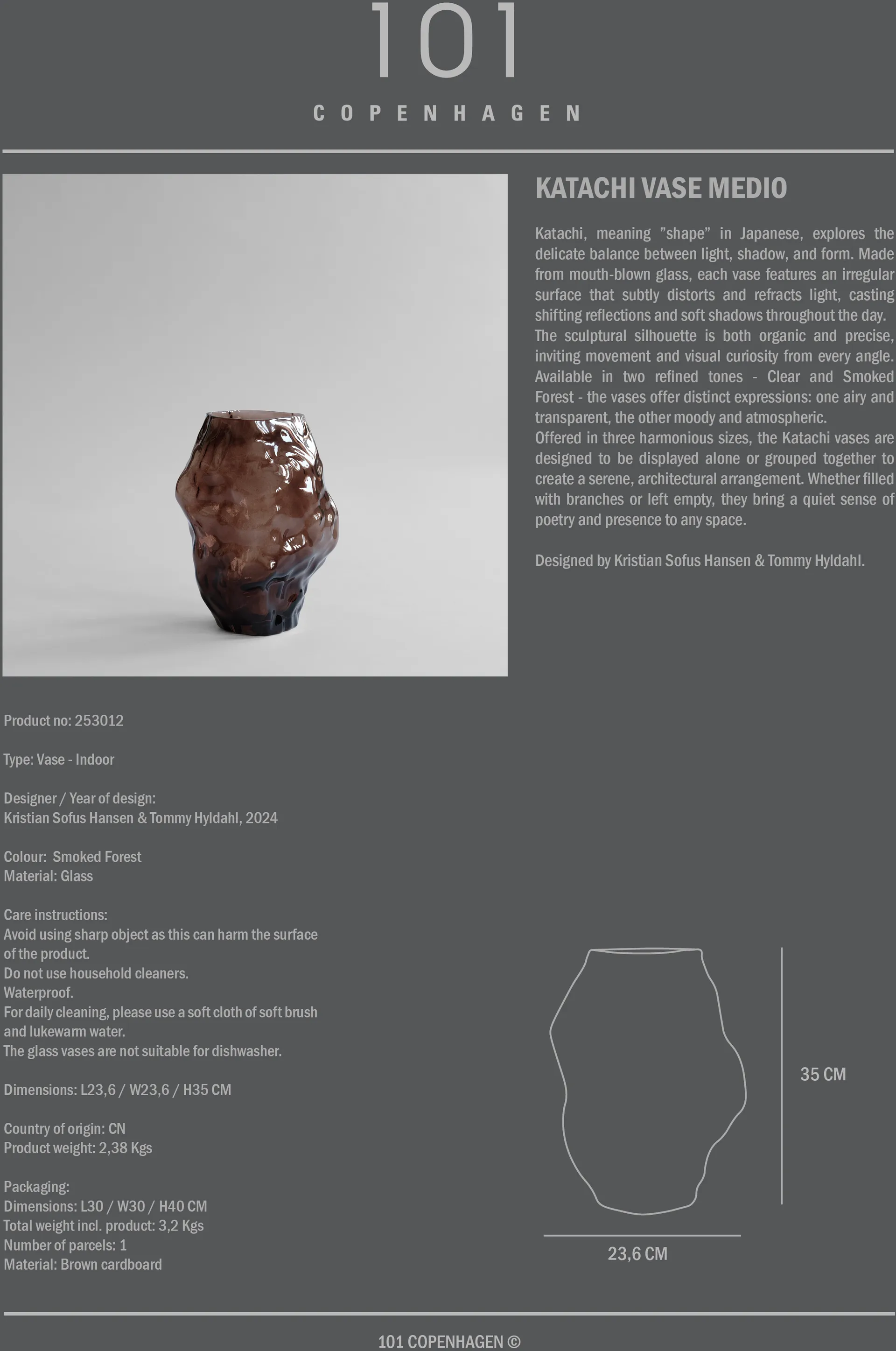 Katachi vase medium, Smoked forest 101 Copenhagen