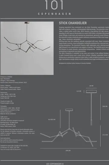 Stick chandelier chandelier - Bronze - 101 Copenhagen