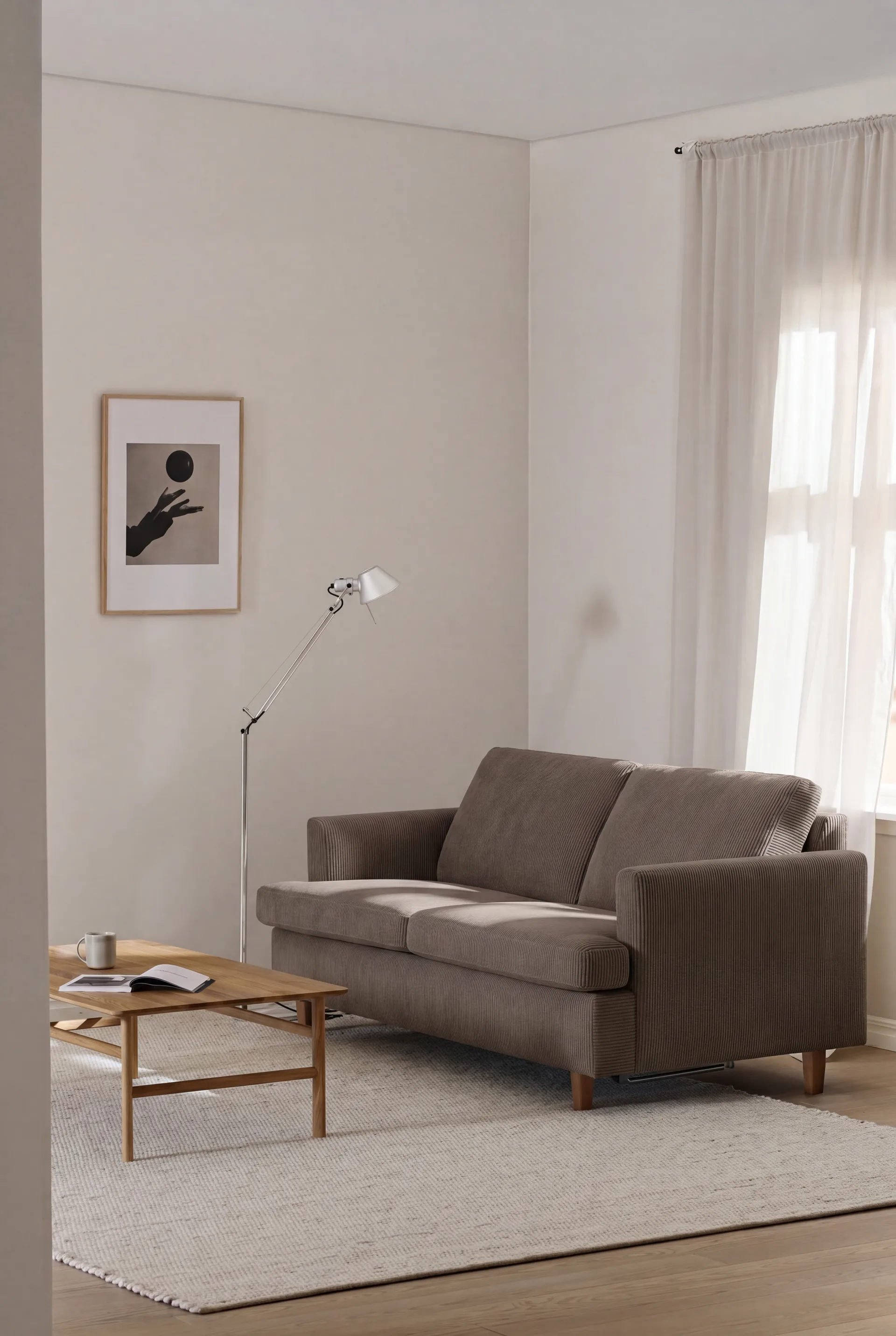 Binga 2,5-seater sofa bed, Jump Brown 1955-oak-stained ash 1898