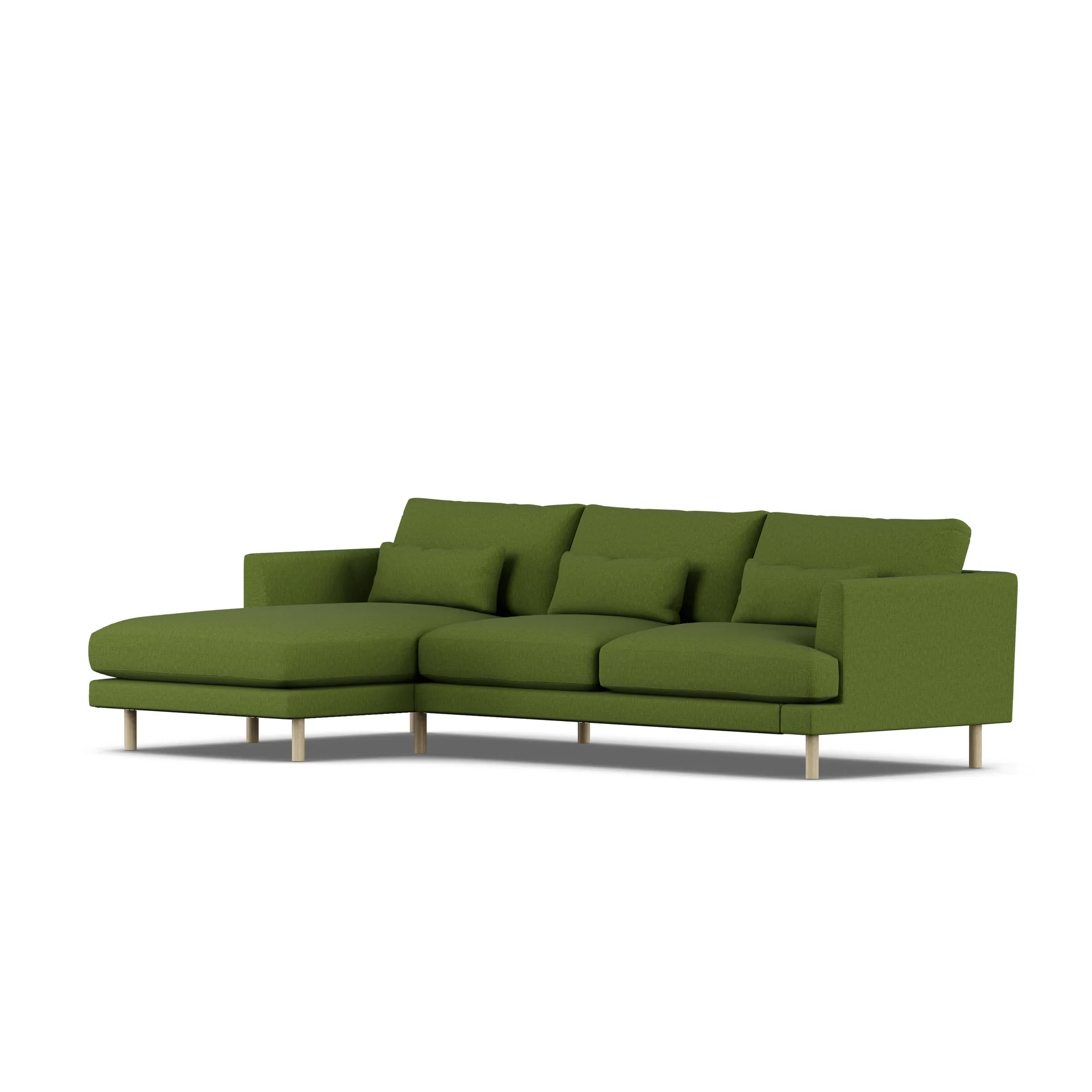 Bredhult sofa, Luiza Green 3975-white-oiled oak, 2,5-seater C2 1898