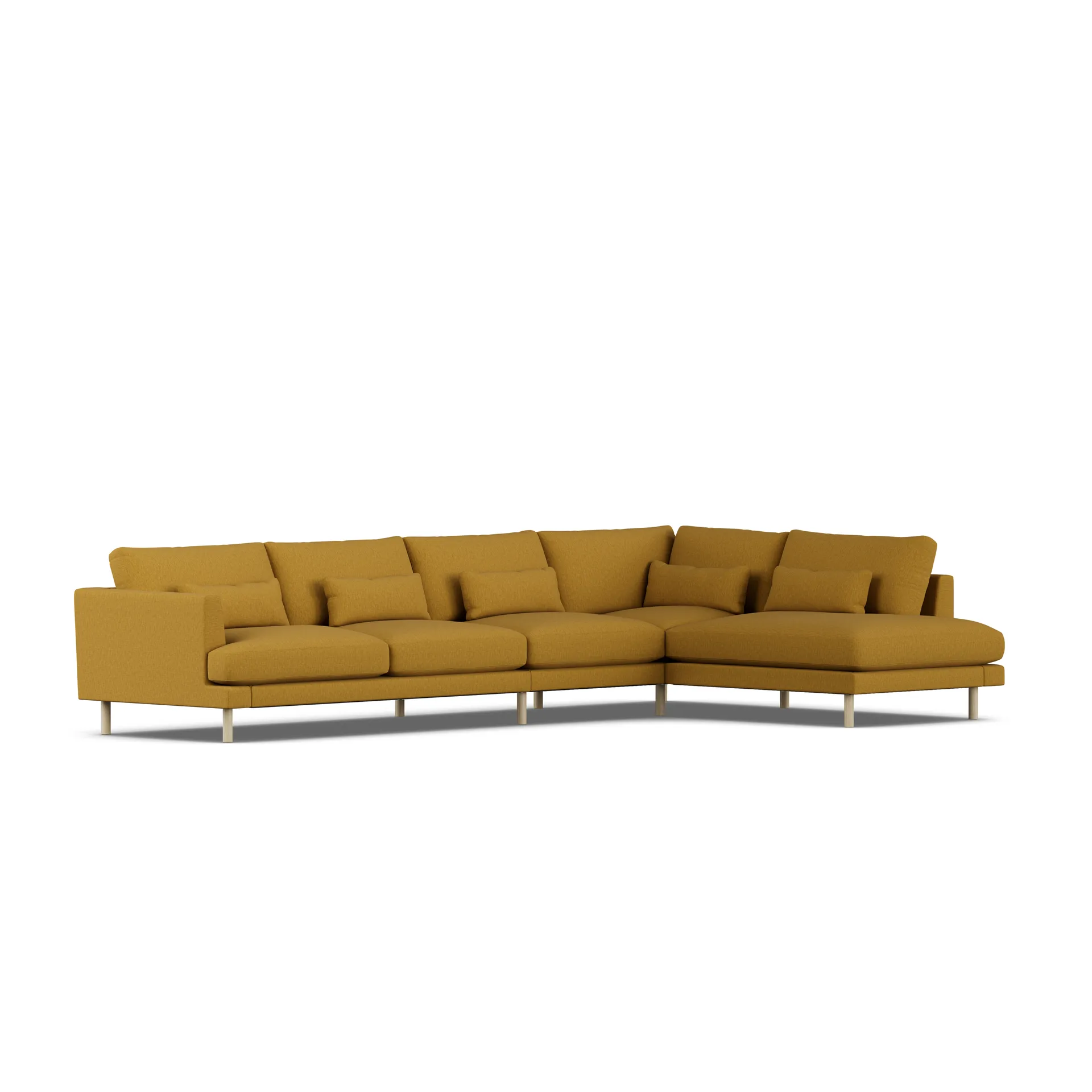 Bredhult sofa, Luiza Mustard 3972-white-oiled oak, 4-seater B1 1898