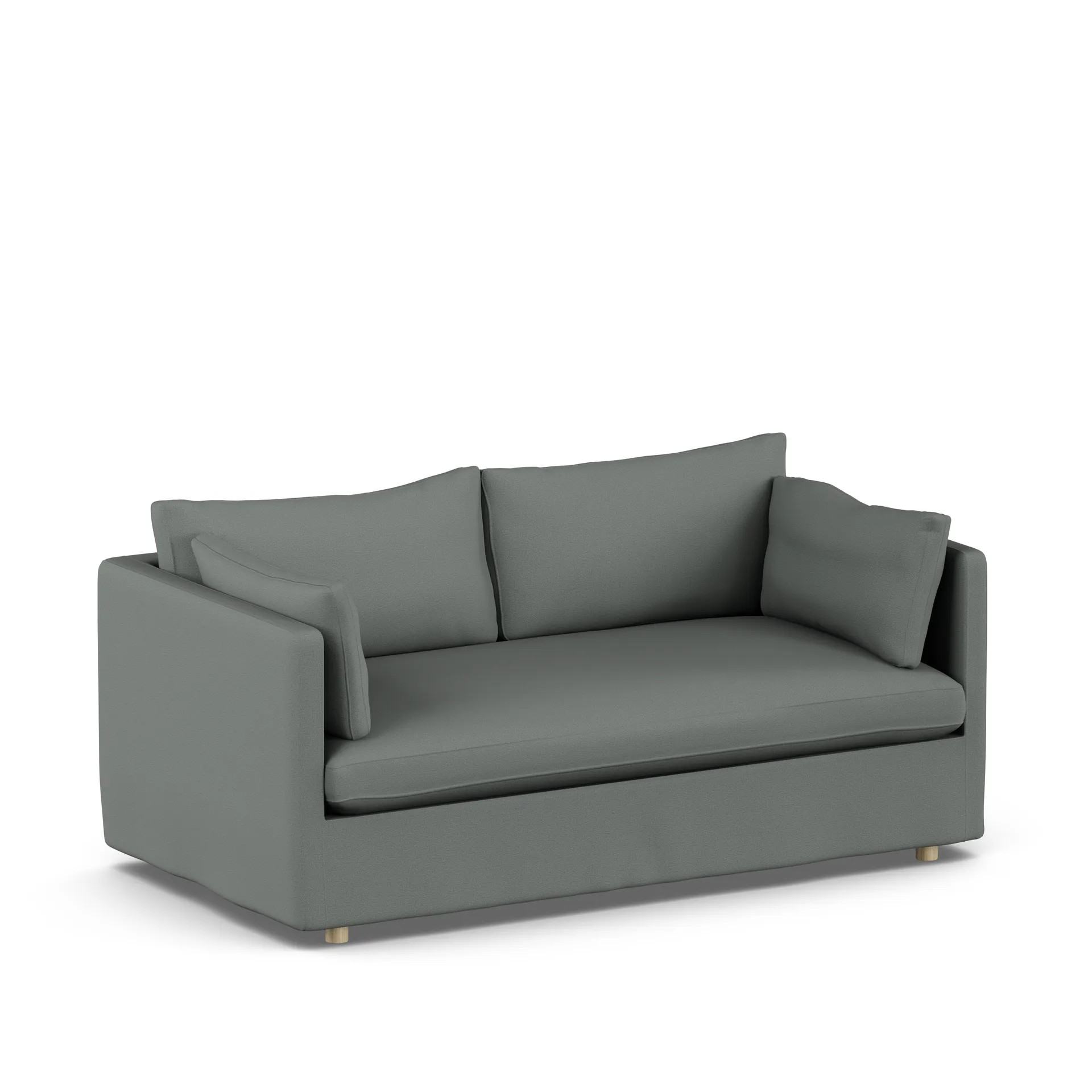 Linnevik sofa, Caleido Grey 1240-white-oiled oak, 2-seater, with skirt 1898