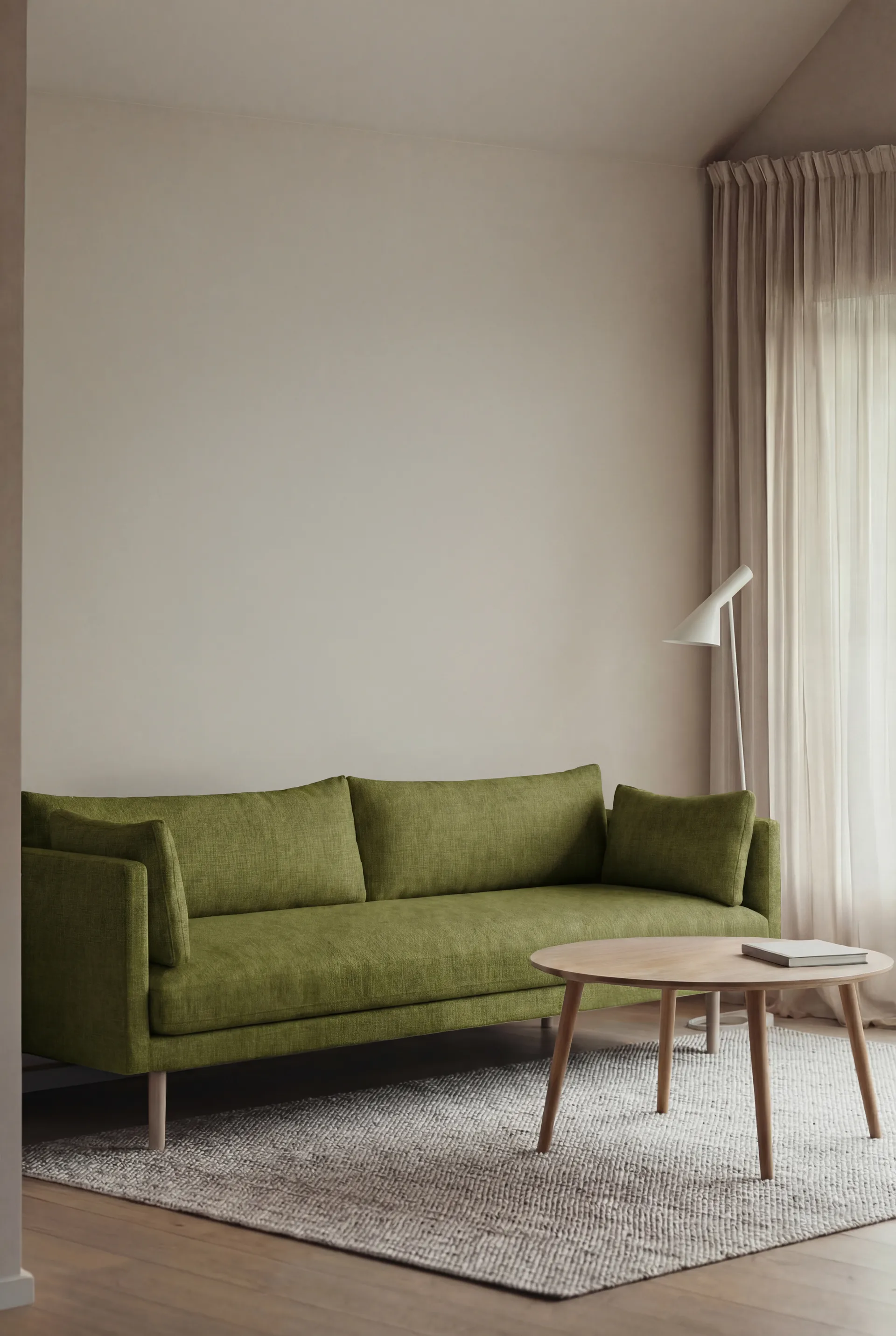 Linnevik sofa, Luiza Green 3975-white-oiled oak, 4-seater 1898