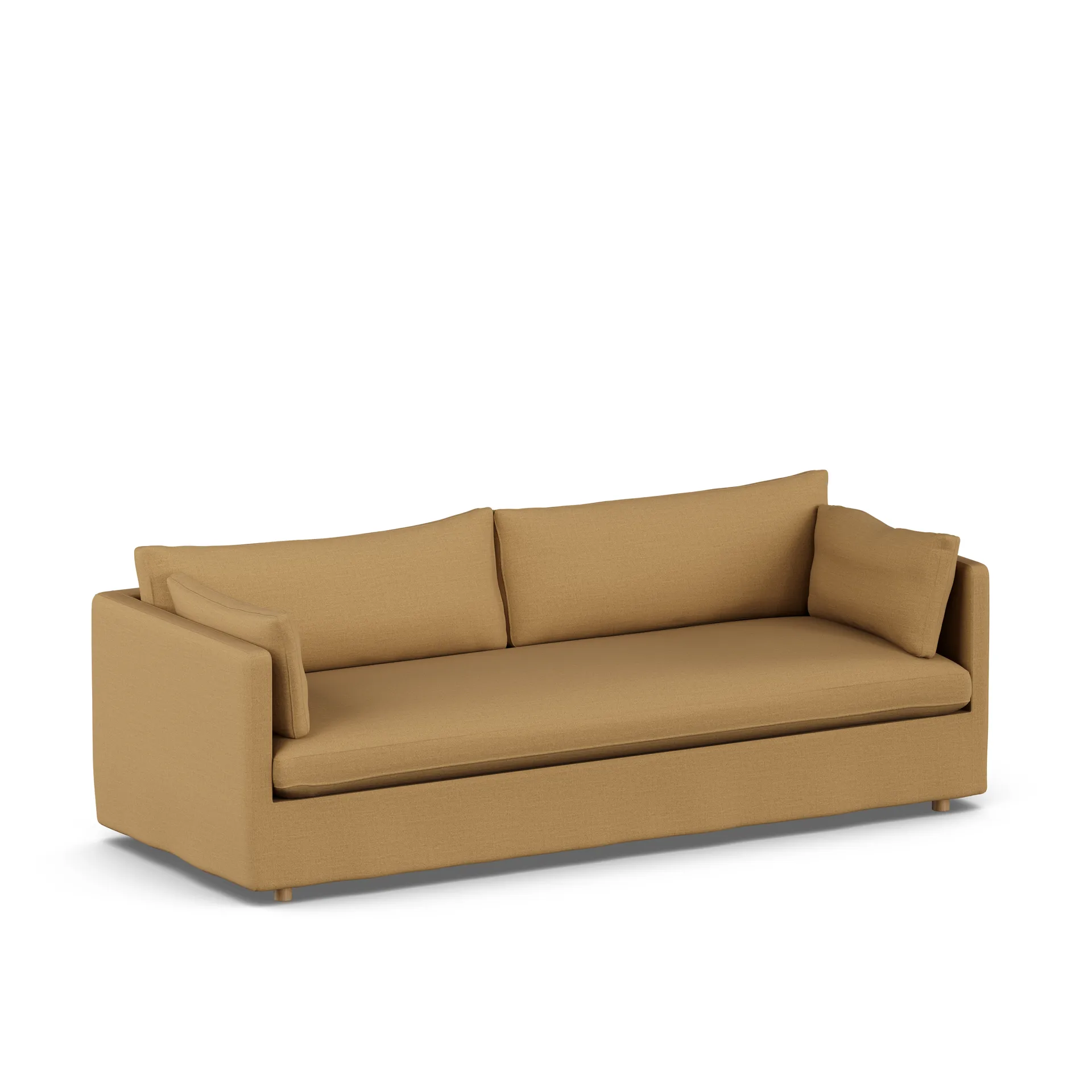 Linnevik sofa, Same Ochre 6676-white-oiled oak, 4-seater, with skirt 1898