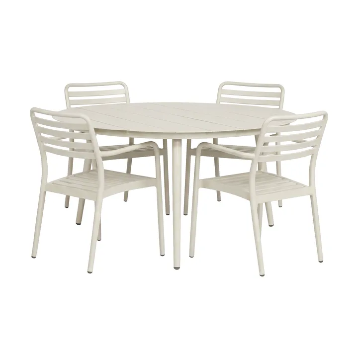 Marsala dining table Ø140 cm + Messina armchair 4 pcs, Off white - 1898