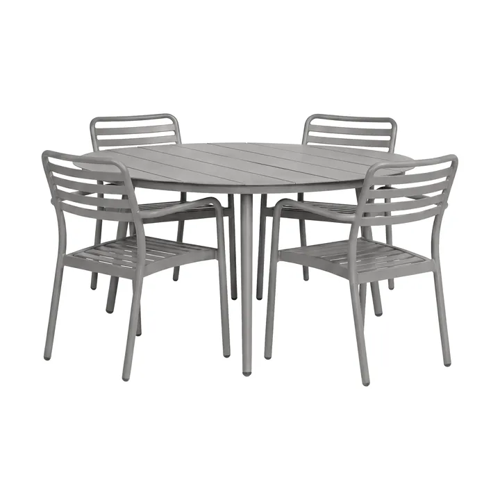 Marsala dining table Ø140 cm + Messina armchair 4 pcs, Taupe - 1898