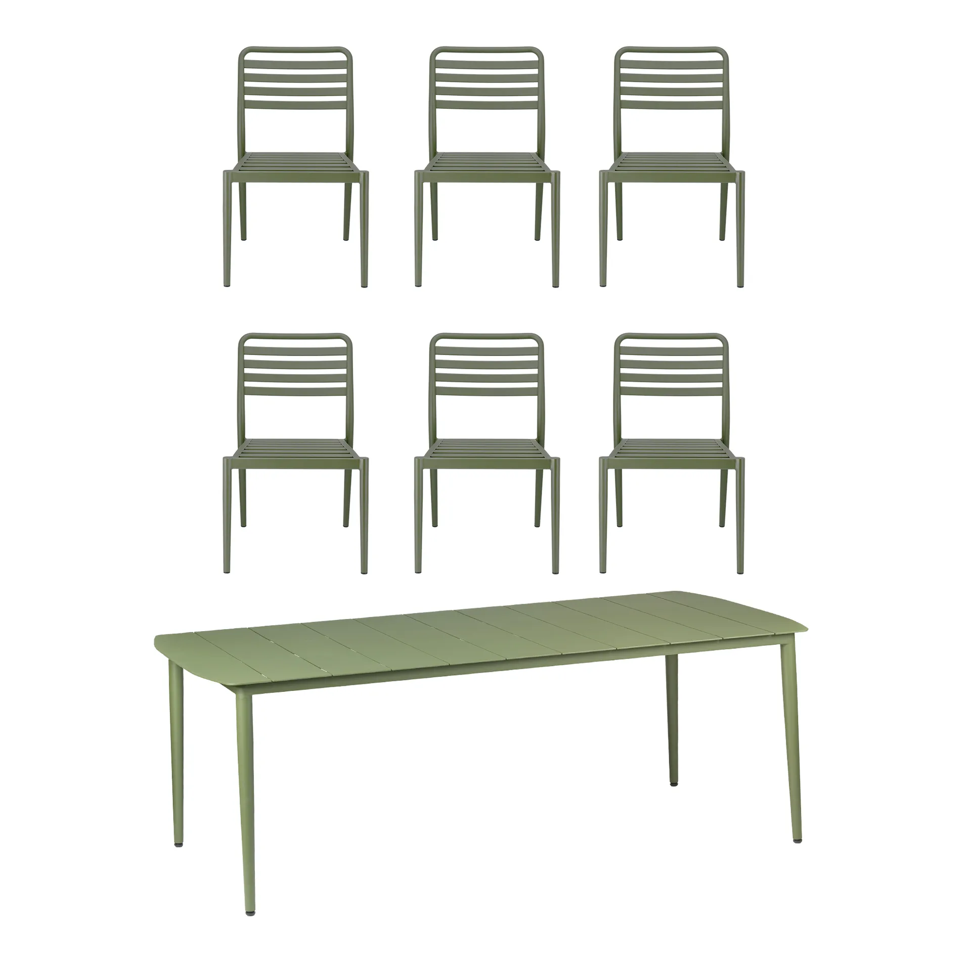 Marsala dining table 208x100 cm + Messina chairs 6 pcs, Moss green,  1898