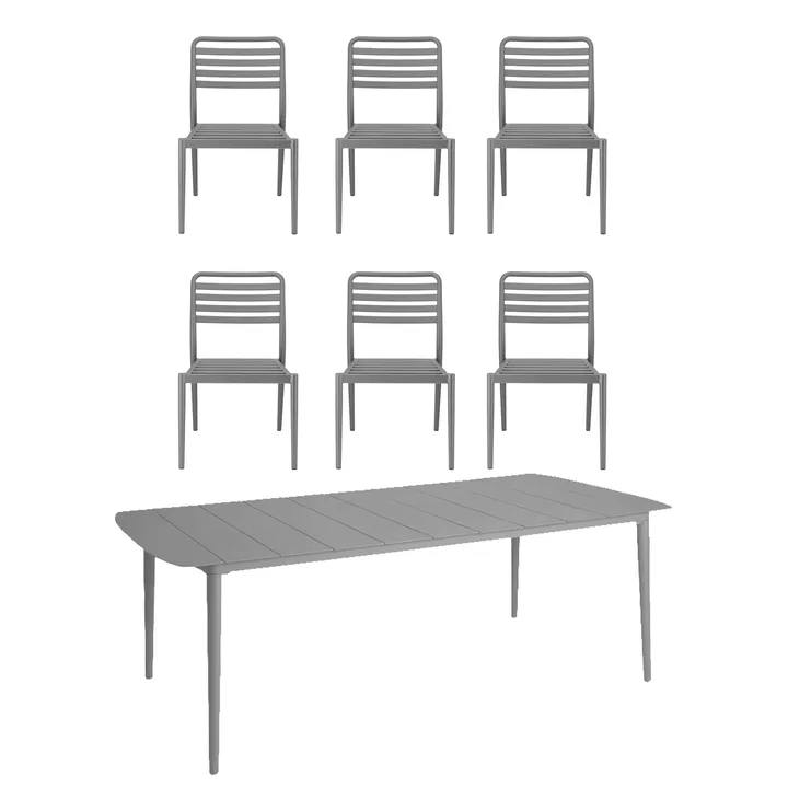 Marsala dining table 208x100 cm + Messina dining chair 6 pcs, Taupe - 1898