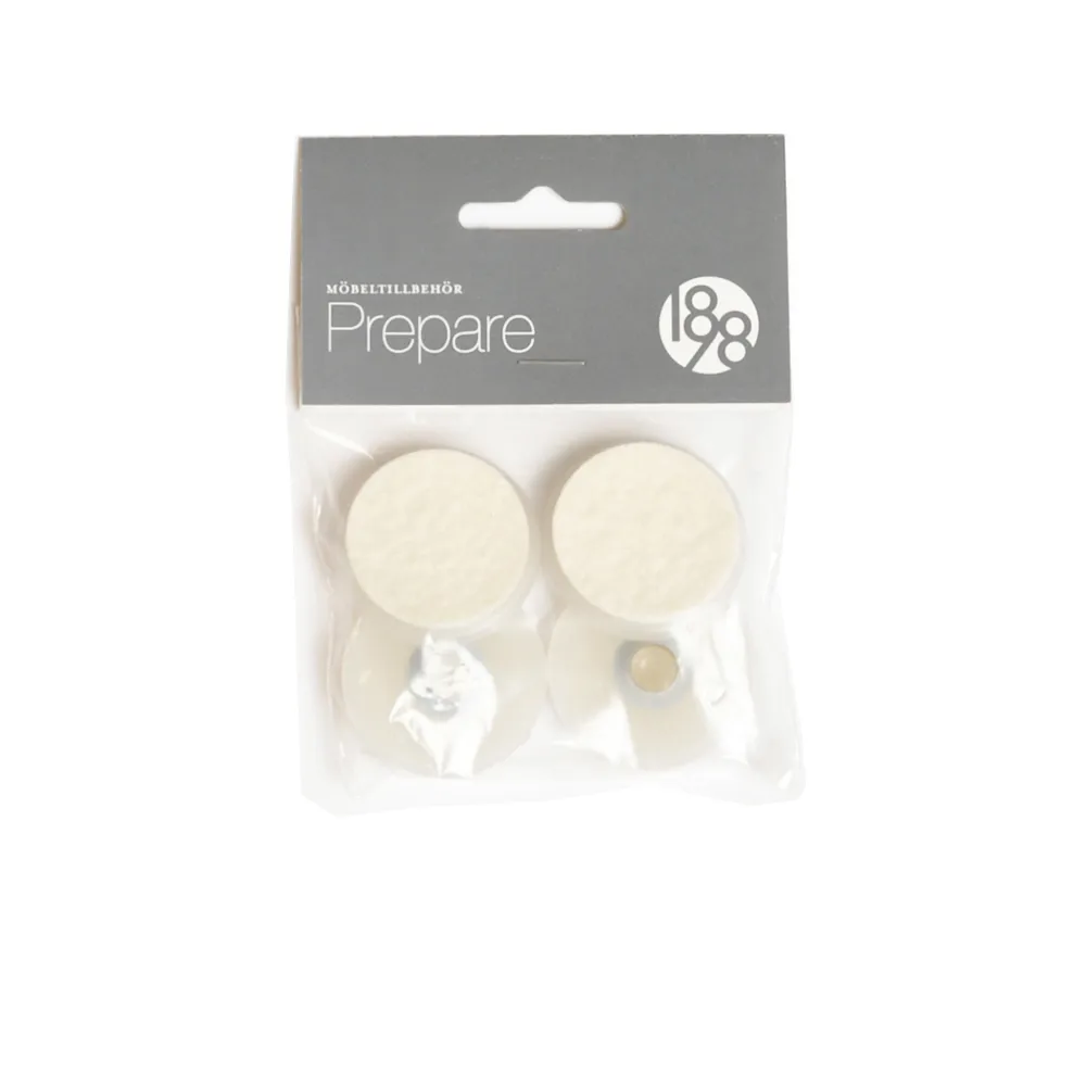 Prepare floor protectors, White, 37mm plastic felt tube rivet, 4 pcs 1898
