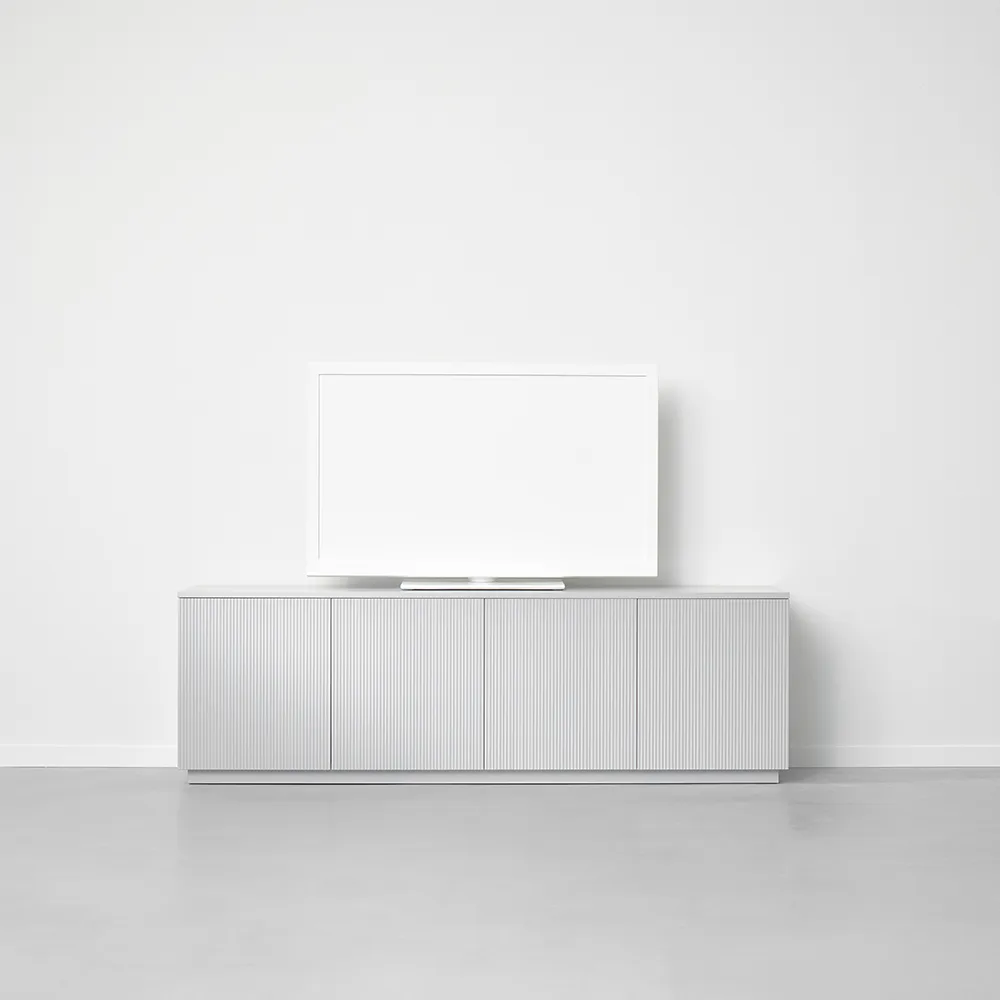 Beam side table, Light grey, light grey stand, tabletop in carrara marble A2