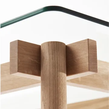 Corners dining table - Oak black stained. glass - A2