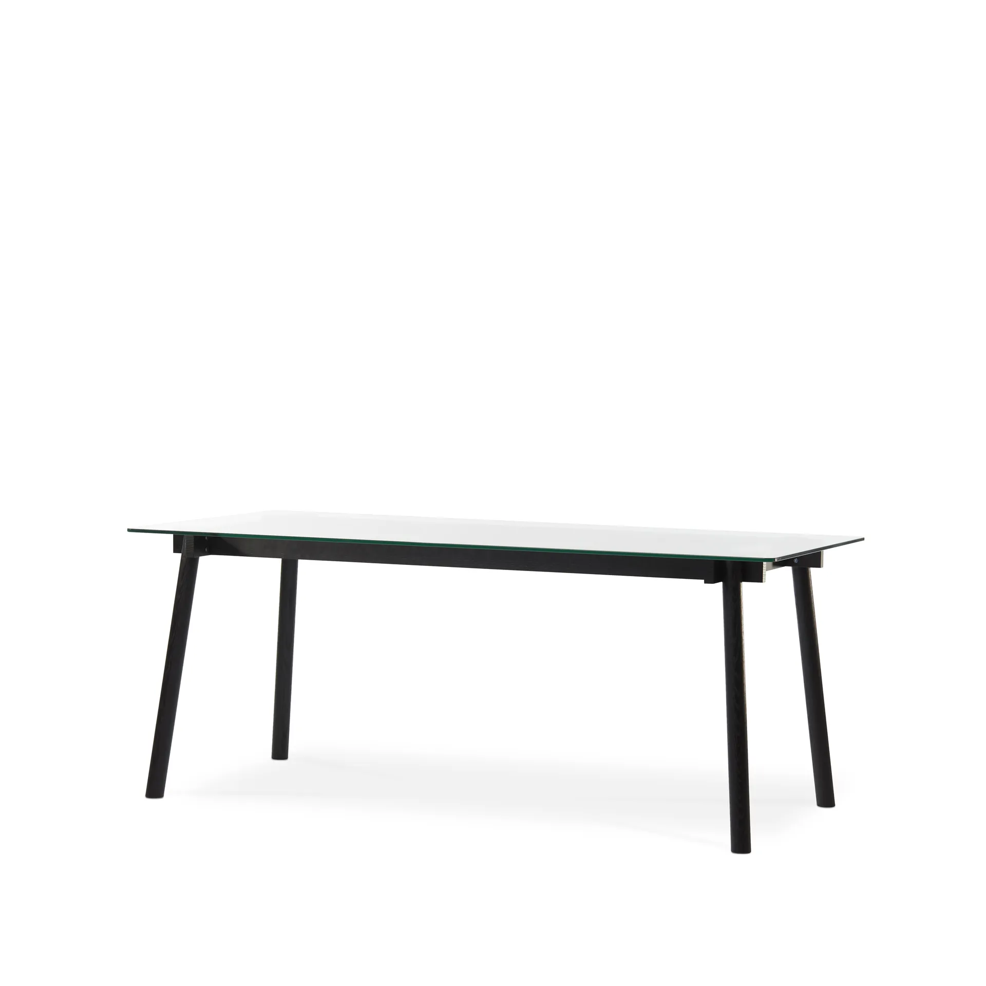 Corners dining table, Oak black stained. glass A2