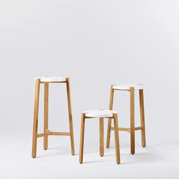 Happy Barstool low - Turquoise, oak legs - A2