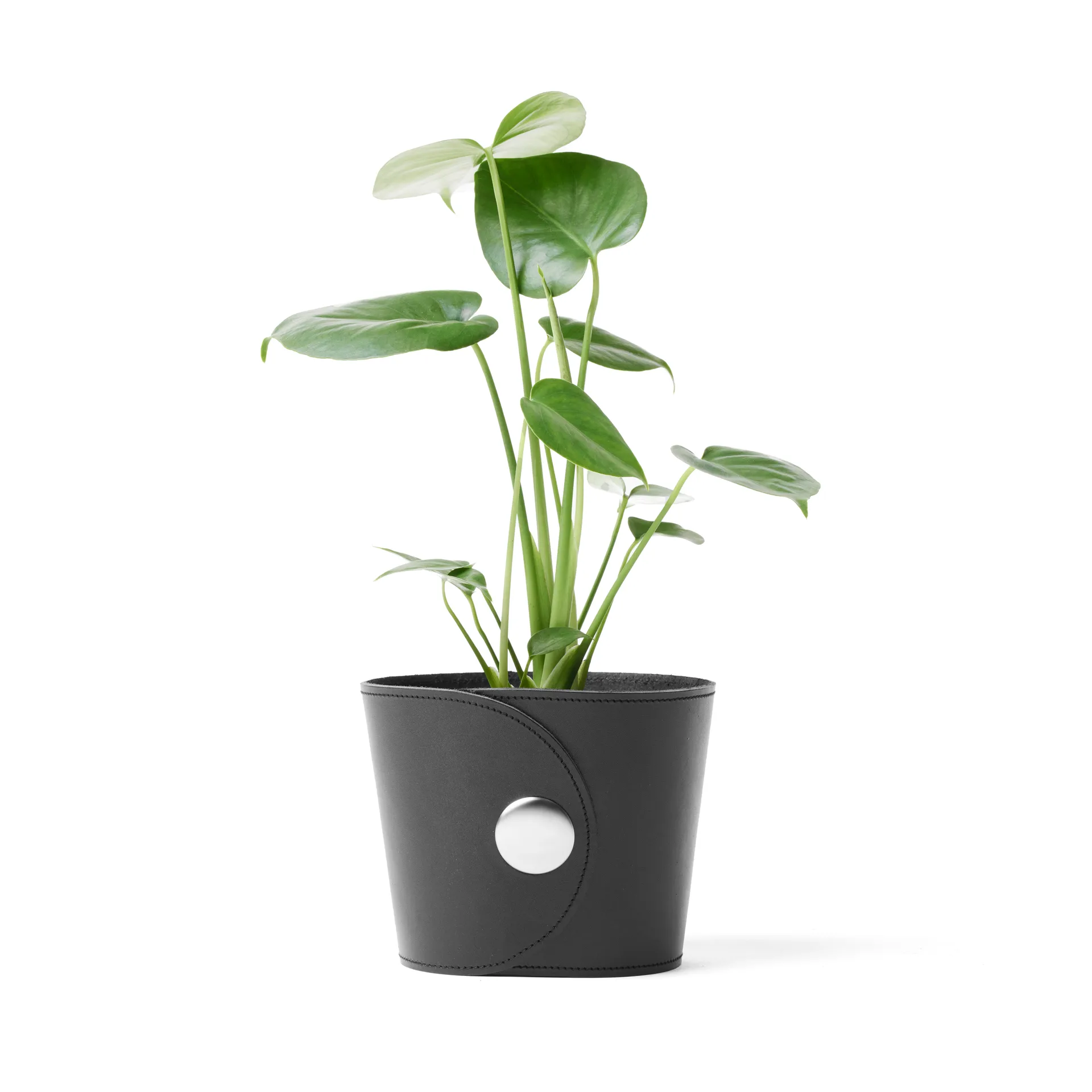 Hug flower pot, Tärnsjö leather black, Ø18x15 cm A2