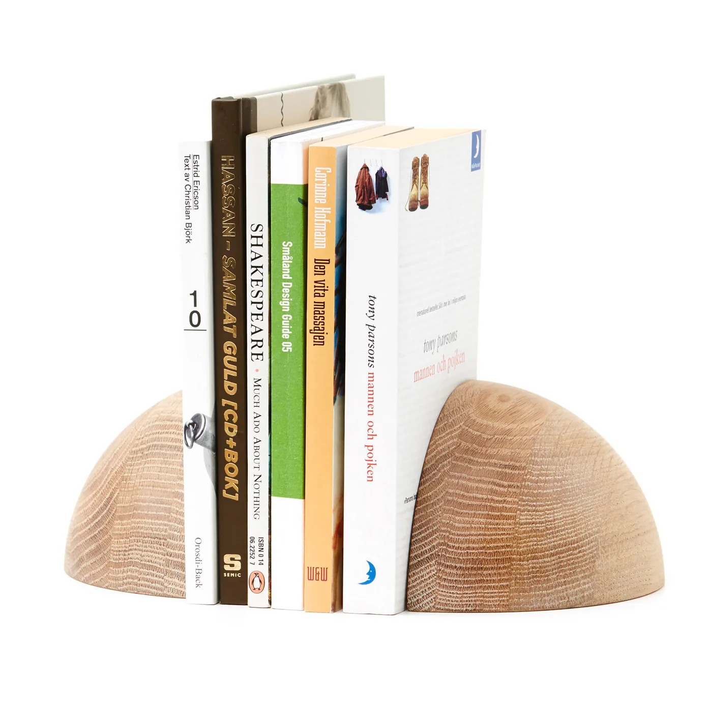 Show book ends, white-oiled oak A2