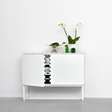 Story Side table - White, white marble top, white stand - A2