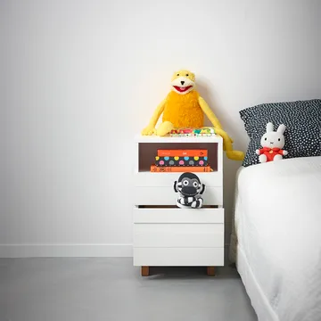 White bedside table - Oak legs - A2