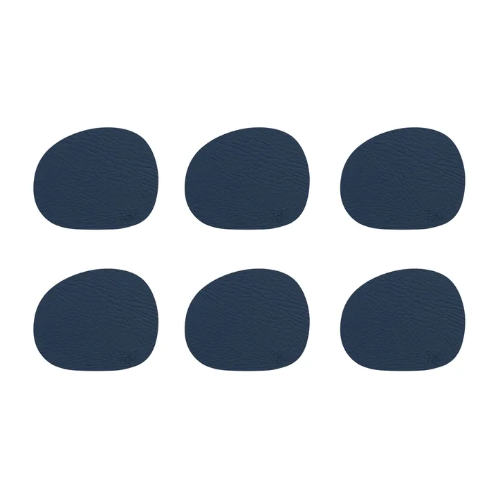 Raw coaster leather 6-pack - Dark blue - Aida