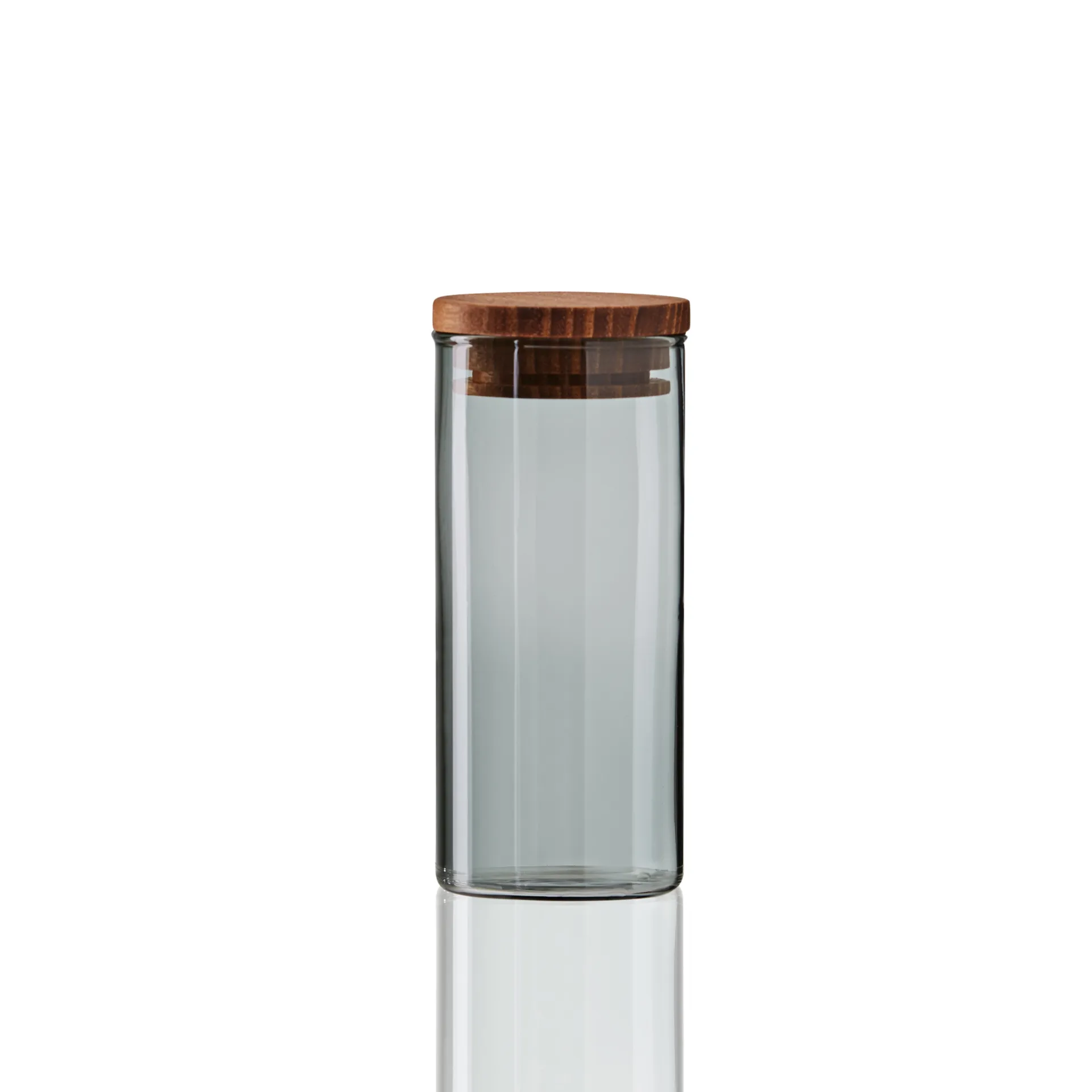 Raw glass jar smoke with wooden lid, mini Aida