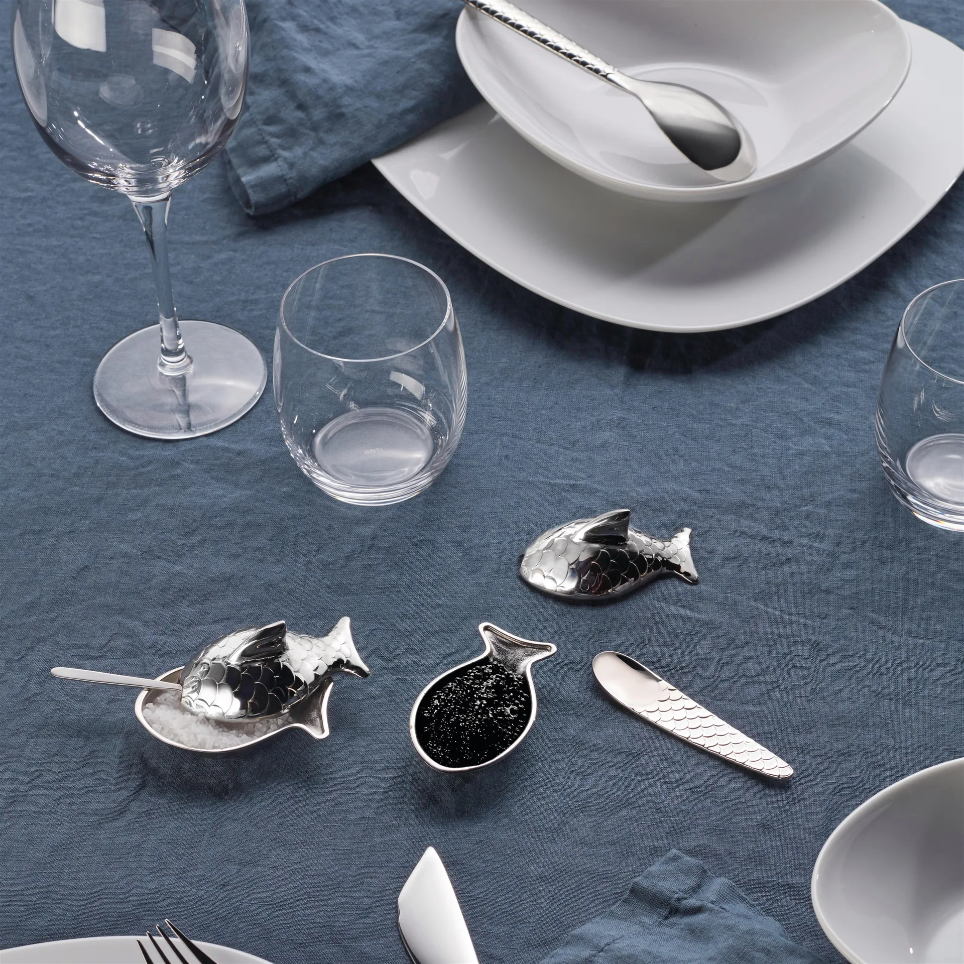 Colombina fish salt cellar, stainless steel Alessi