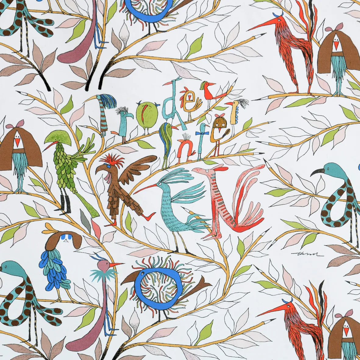 Fåglarna berättar fabric, multi Almedahls