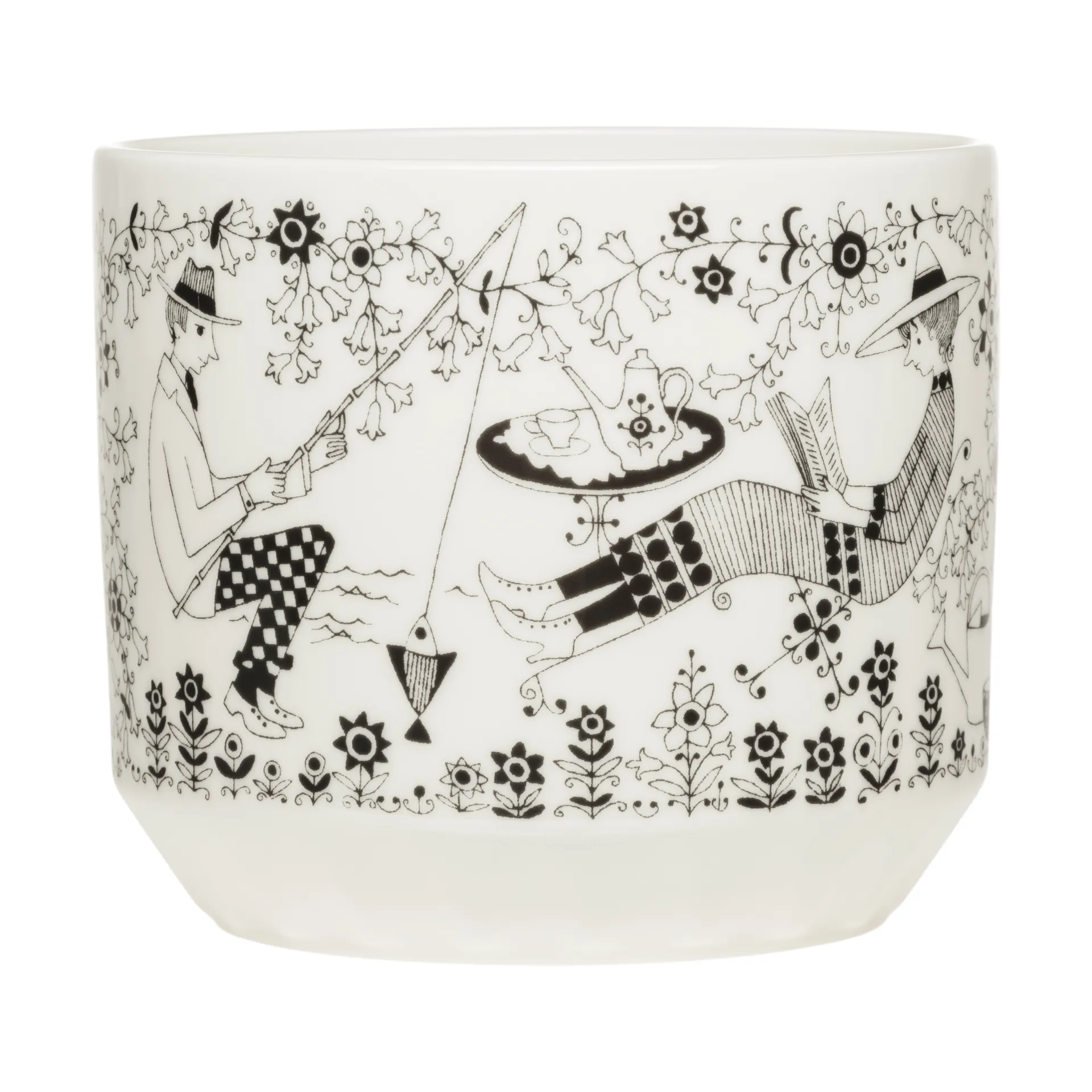 Emilia pot Ø14 cm, Black-white Arabia