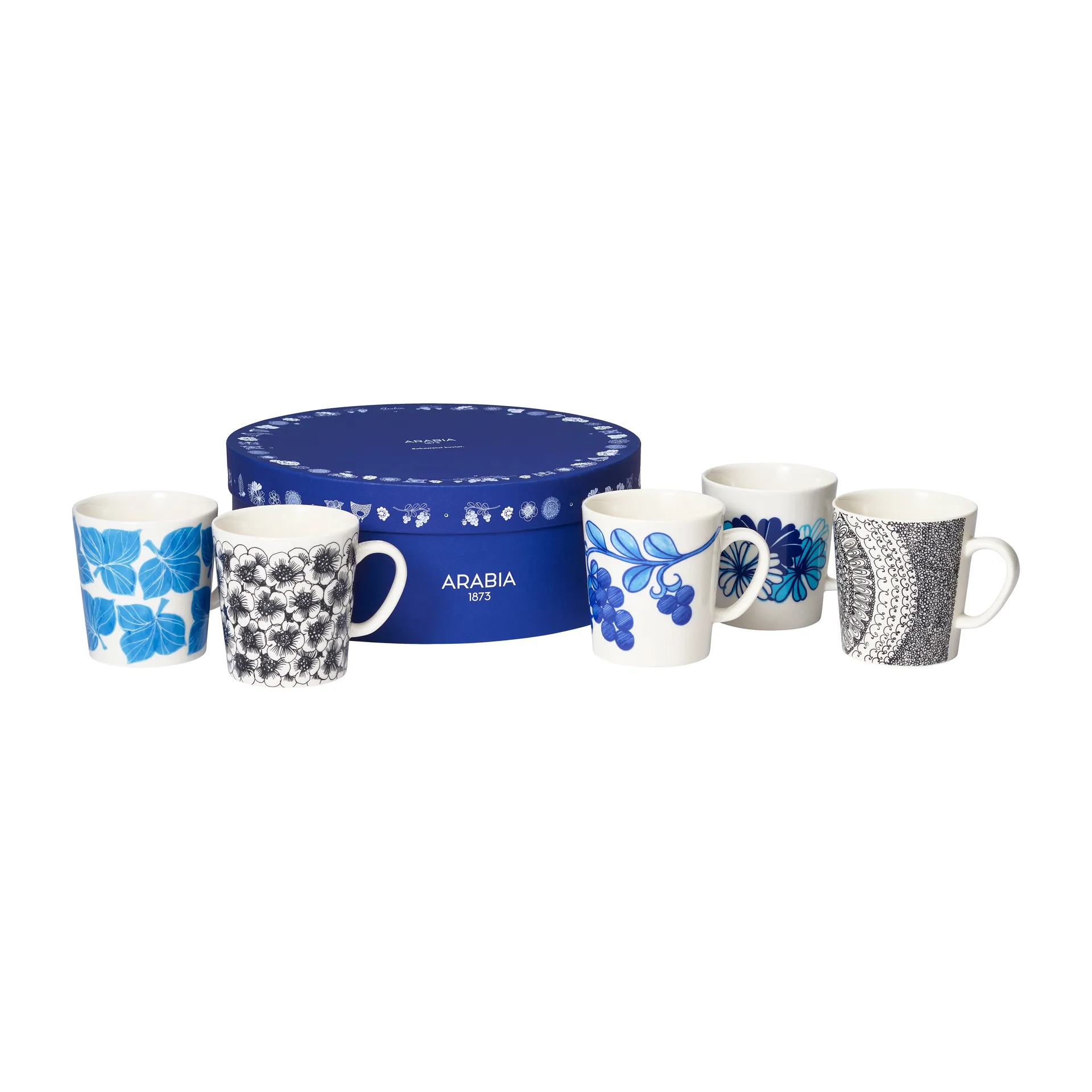 Esteri Tomula Arabia mix set mug 30 cl 5 pieces, Blue-black Arabia