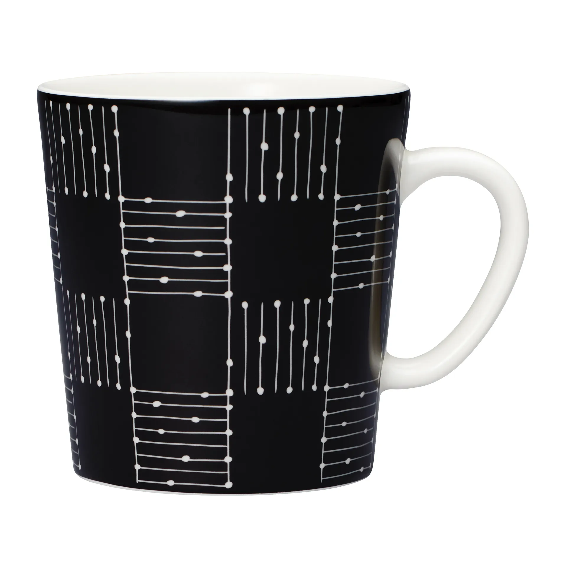 Mainio Sarastus Ruudukko mug 30 cl, Black-white Arabia