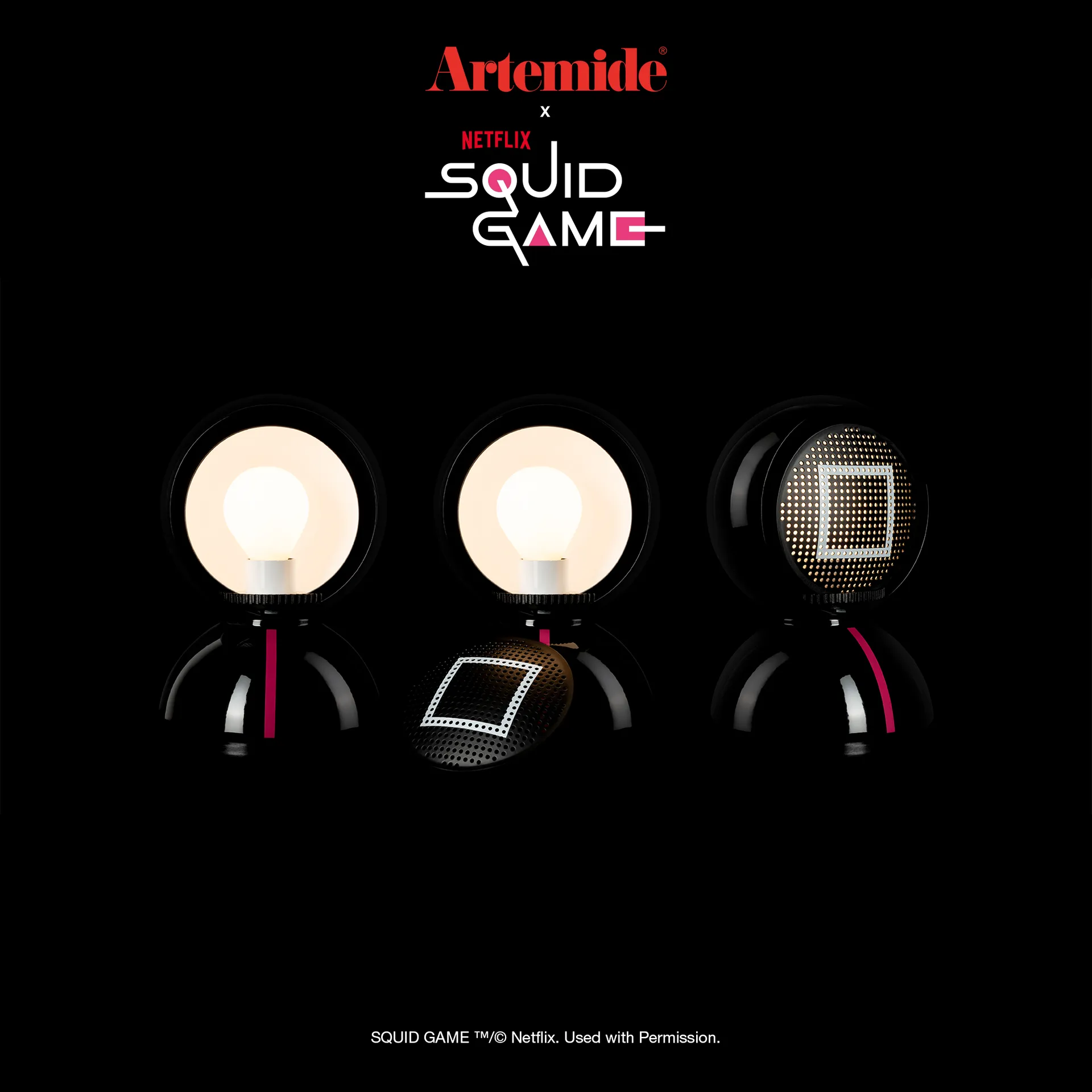 Eclisse x Squid Game table lamp Special Edition, Guard black Artemide