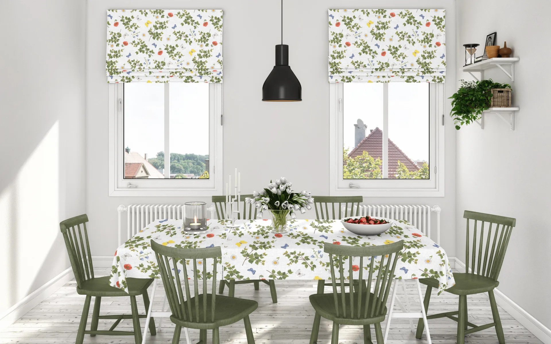 birchäng oilcloth, Green-multi Arvidssons Textil