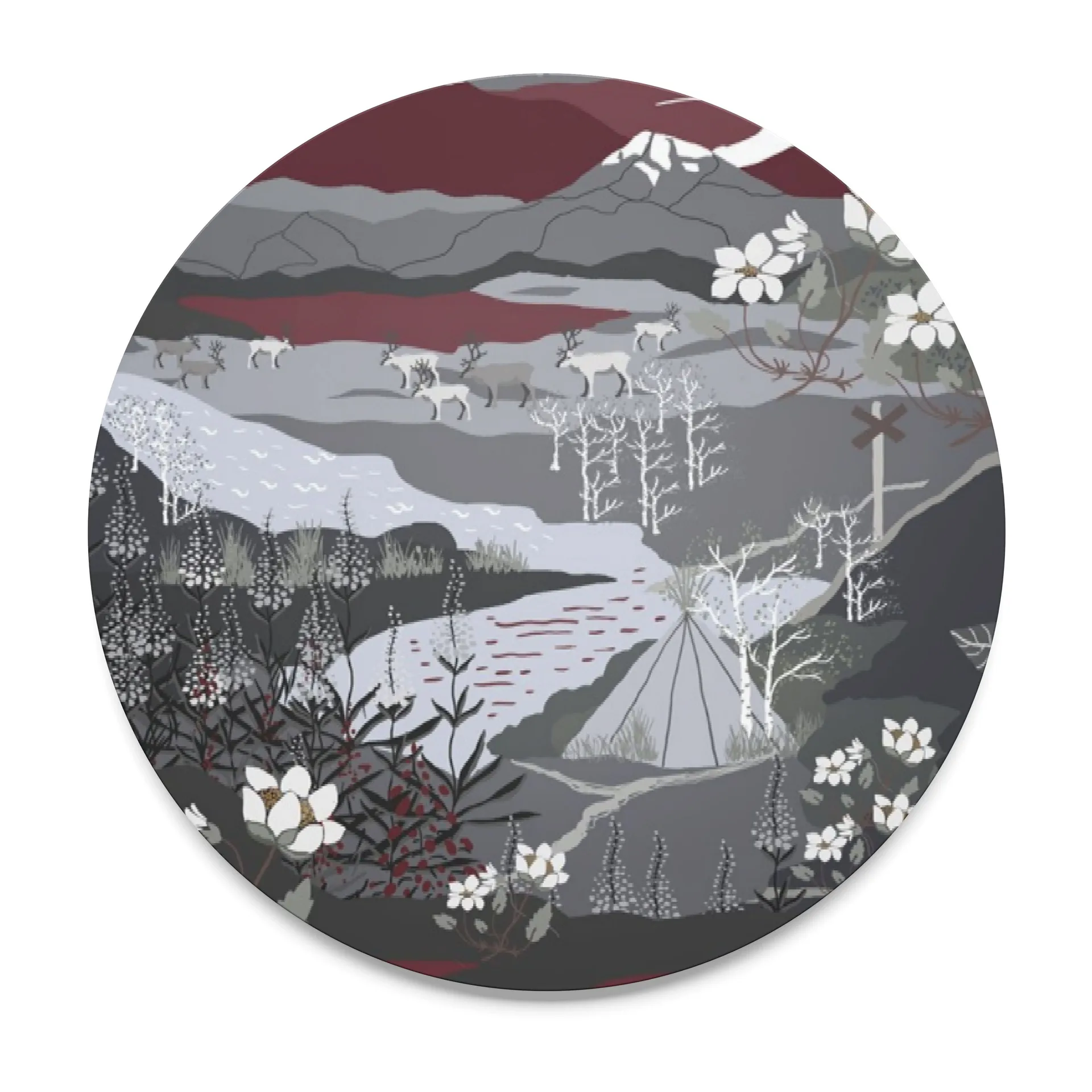 Fjällvandring trivet, grey-burgundy Arvidssons Textil
