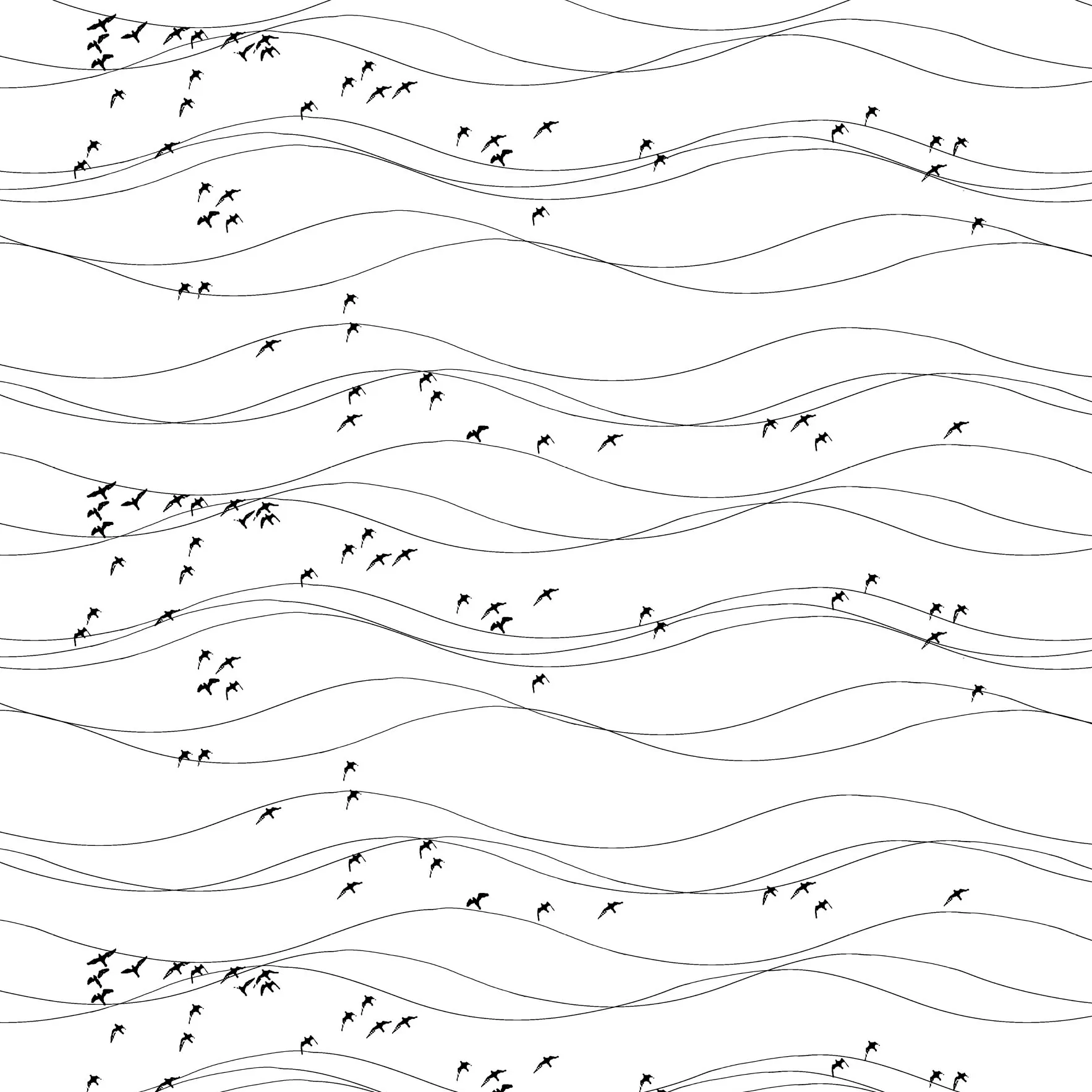 Flyttfåglar fabric, black Arvidssons Textil