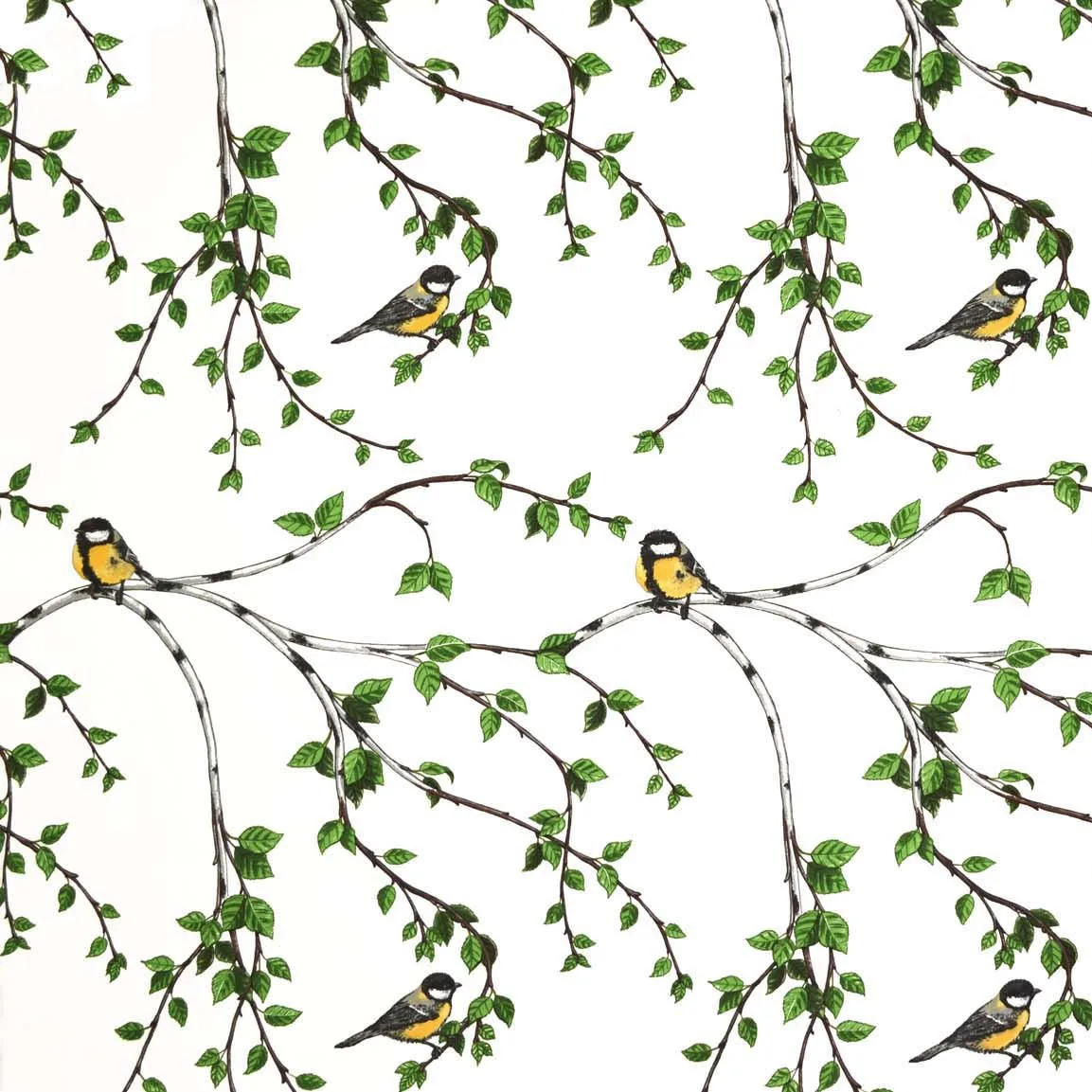 Gläntan fabric, white-green Arvidssons Textil