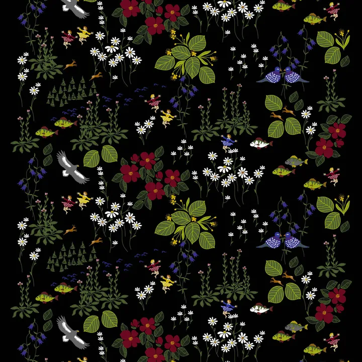 Himlajorden fabric - black - Arvidssons Textil