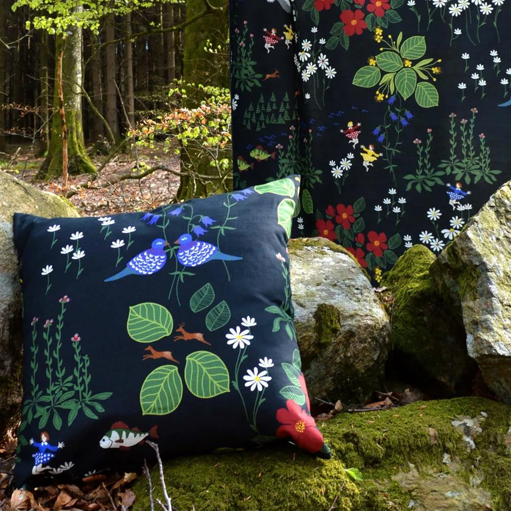 Himlajorden fabric, black Arvidssons Textil