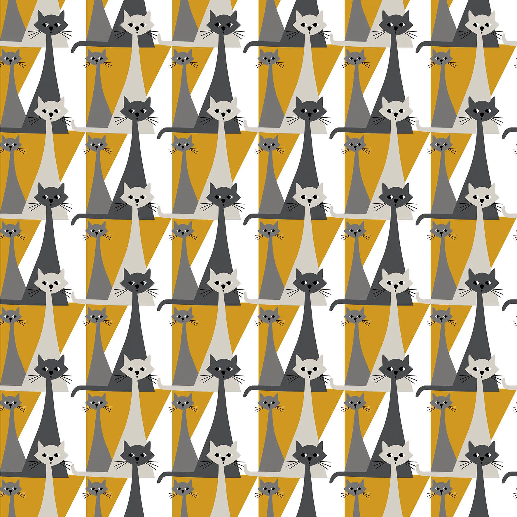 Kitty fabric, Yellow Arvidssons Textil