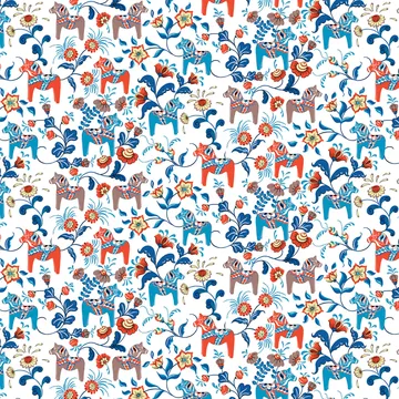 Leksand oilcloth - Blue-orange - Arvidssons Textil