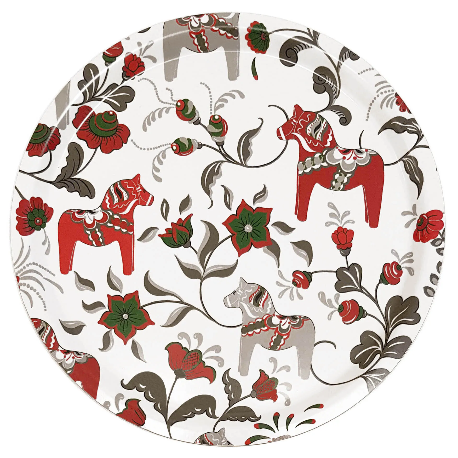 Leksand round tray Ø31 cm, Wine red Arvidssons Textil