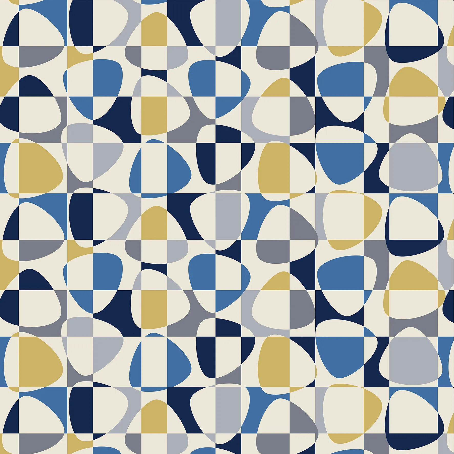 Mosaik fabric, blue Arvidssons Textil