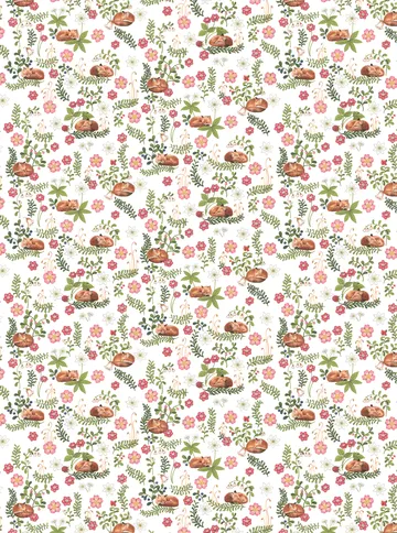 Sova räv fabric - Green-pink - Arvidssons Textil