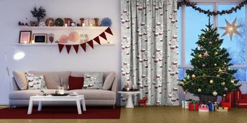 Timmerbyn fabric - grey-red - Arvidssons Textil