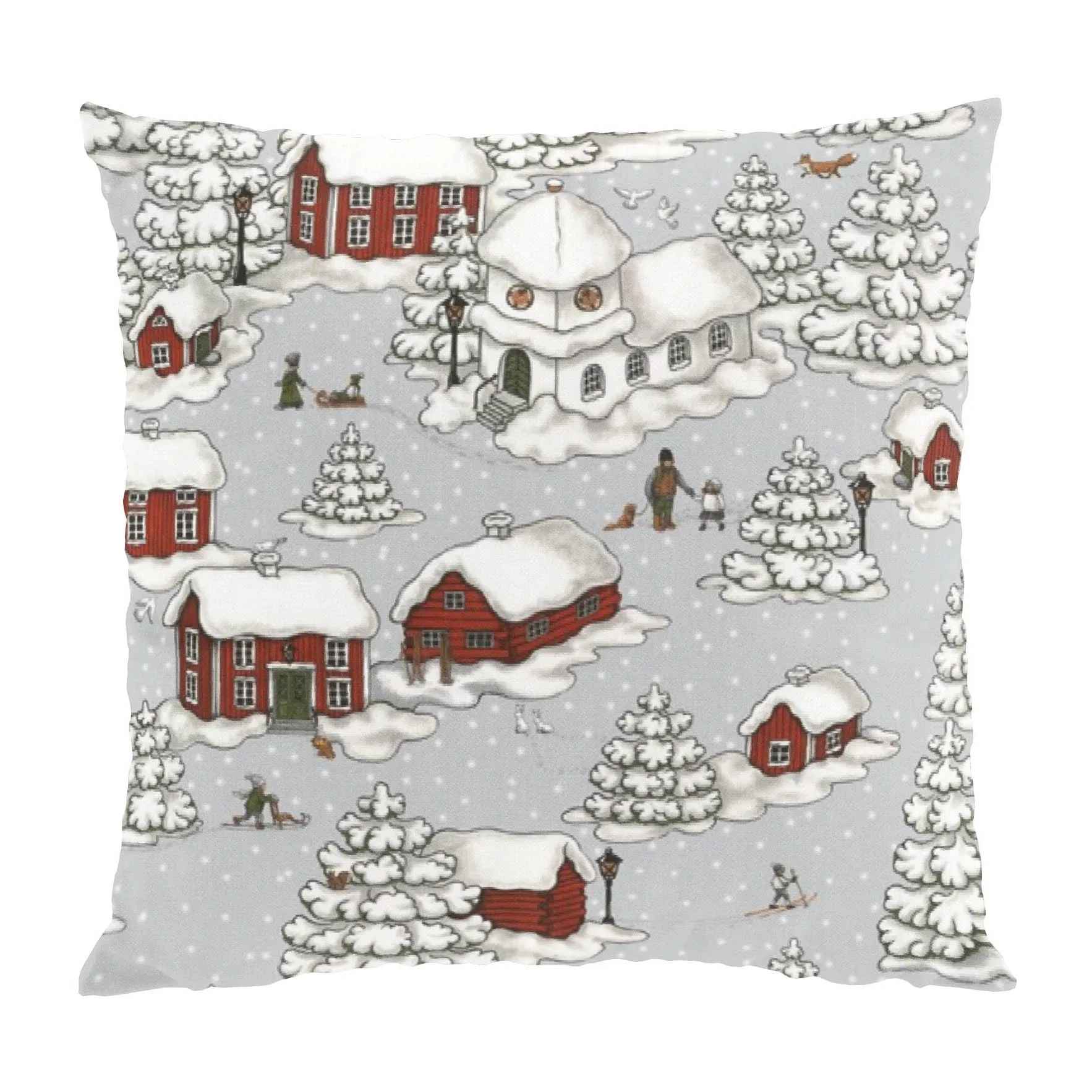 Timmerbyn pillowcase 47x47 cm, grey-red Arvidssons Textil
