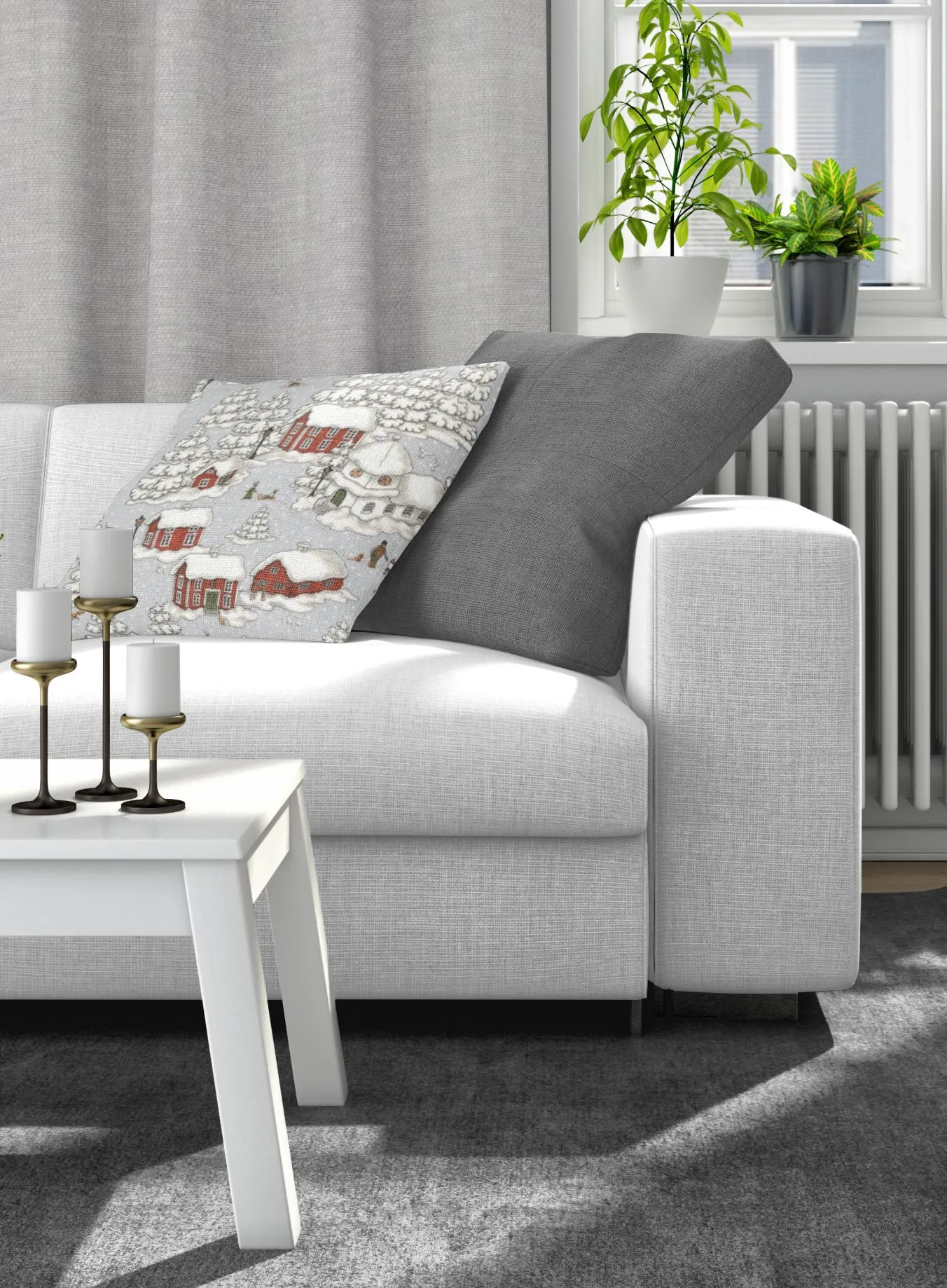 Timmerbyn pillowcase 47x47 cm, grey-red Arvidssons Textil