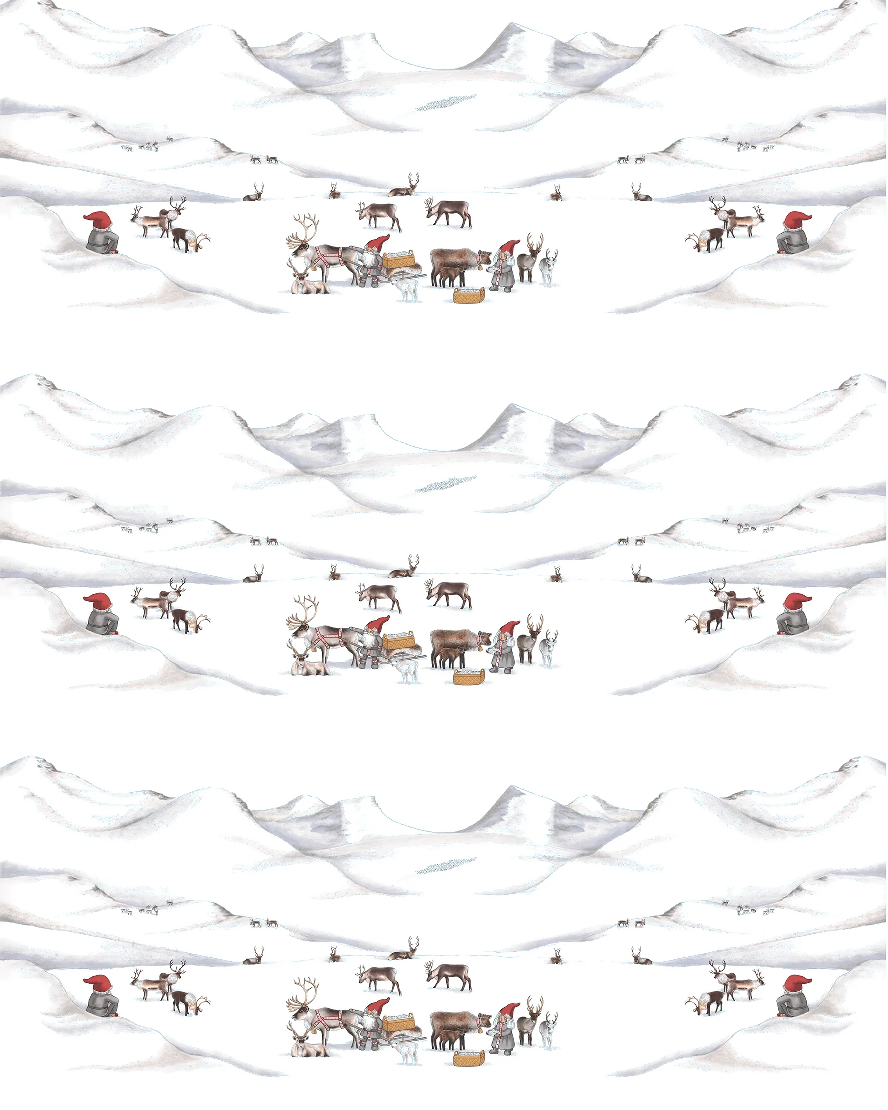 Tomteland fabric, Off white-grey Arvidssons Textil