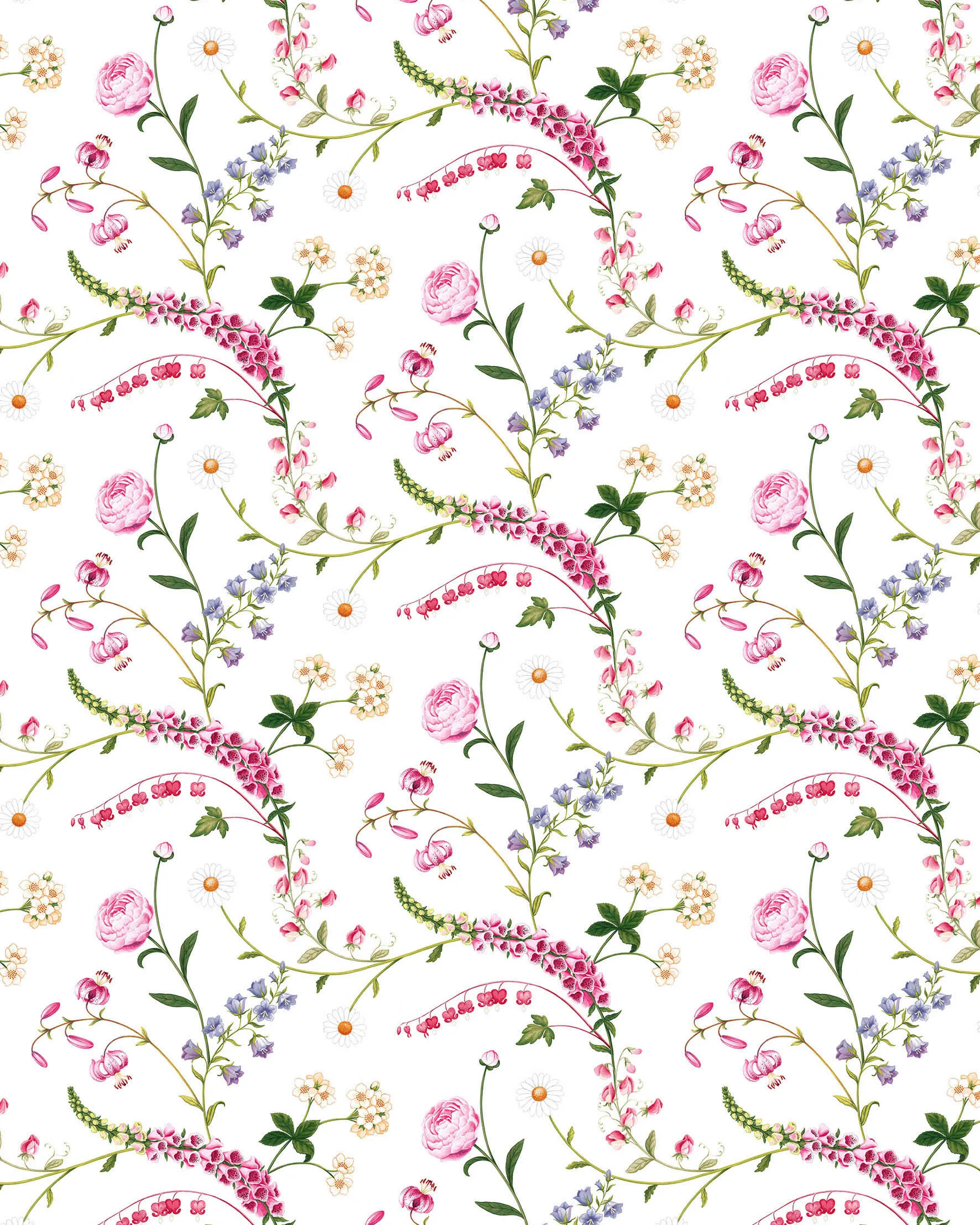 Trädgårdsblom fabric, Pink Arvidssons Textil