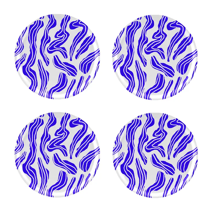 Sudd coaster Ø11 cm 4-pack, Blue-white Åry Home