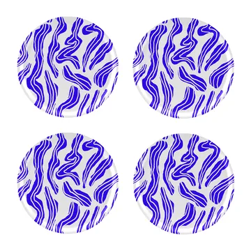 Sudd coaster Ø11 cm 4-pack - Blue-white - Åry Home